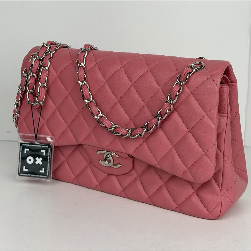 Chanel Jumbo Classic Double Flap Bag Pink Quilted Lambskin Leather 2013-2014 R1